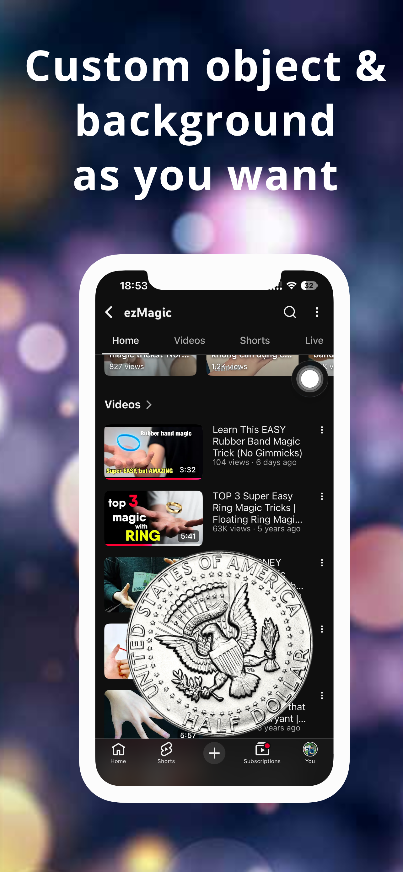 Magic Object App screenshot showing custom object selection