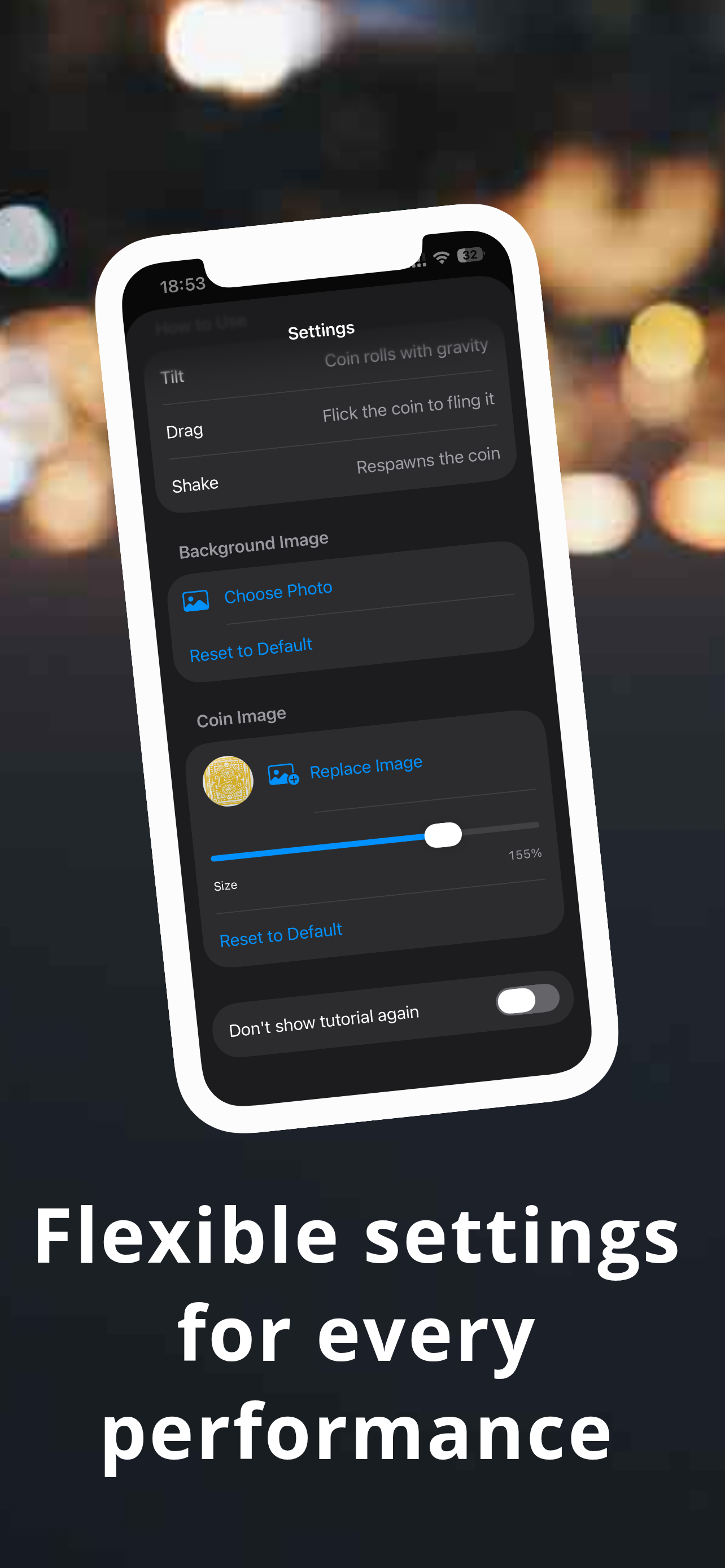 Magic Object App screenshot showing settings screen